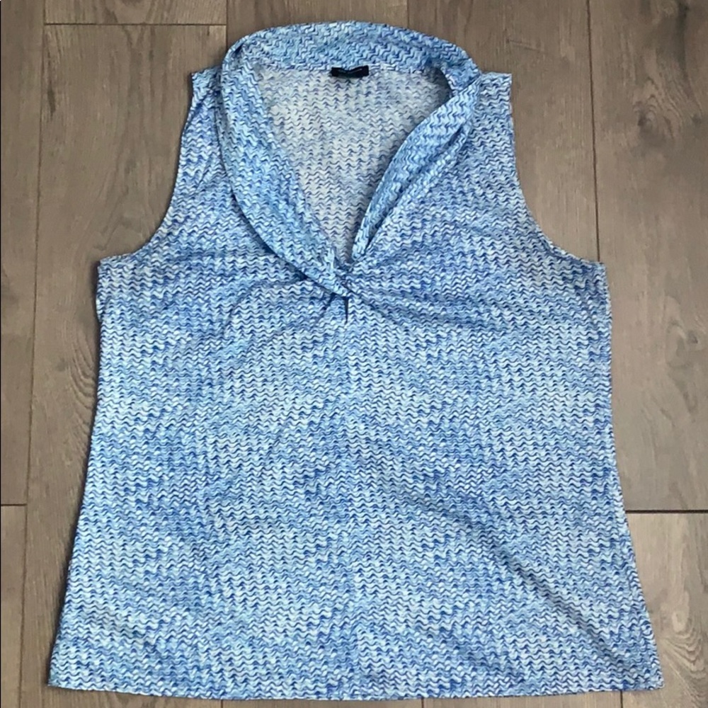 Ann Taylor Blue V-Neck Dressy Top